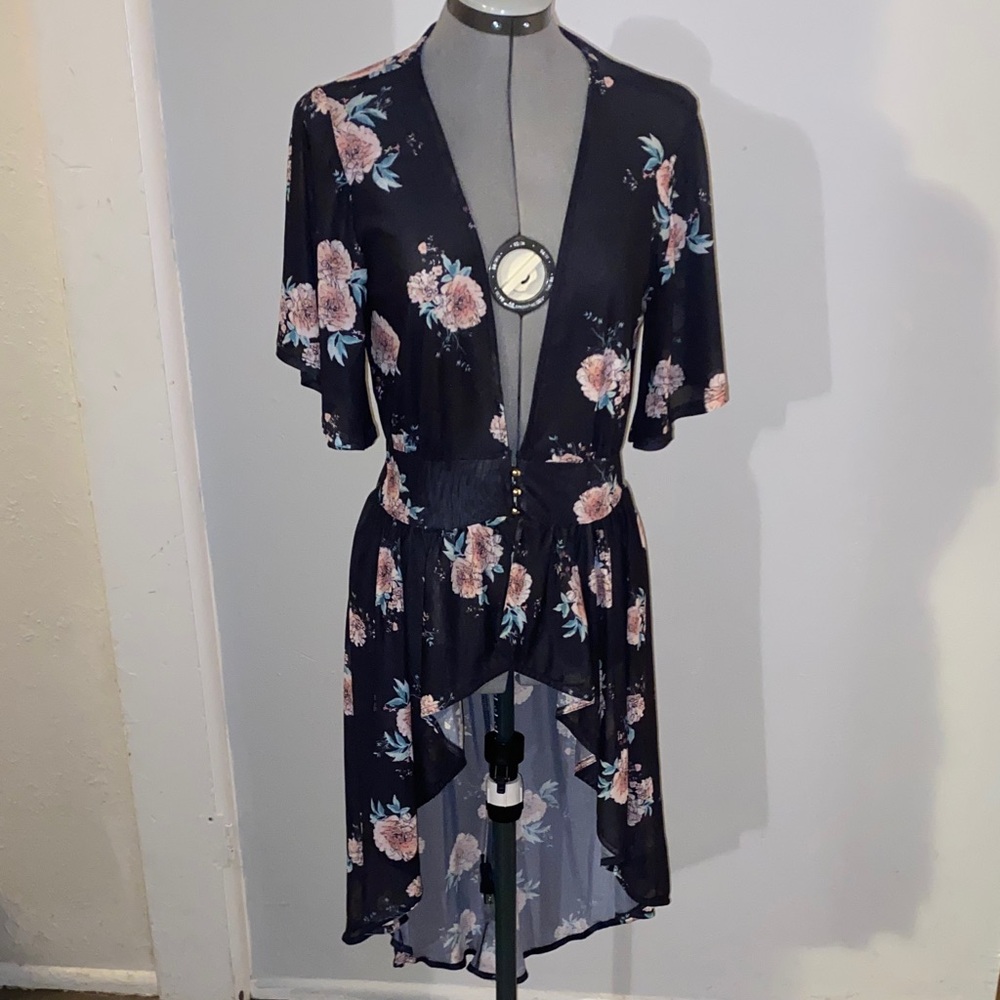 Floral Black Kimono